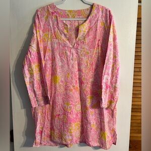 Lilly Pulitzer Marco Island Tunic Top Pink Pout Sun More Kings In The Keys XL